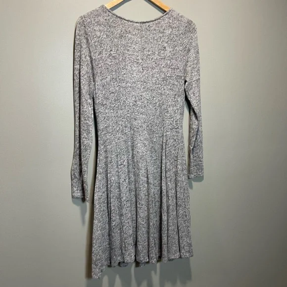 Anthropologie Gray Ruffled Tiered Long Sleeve Dress - Picture 6 of 8